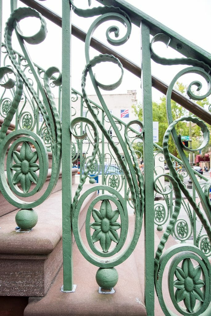 Green railings in Charleston