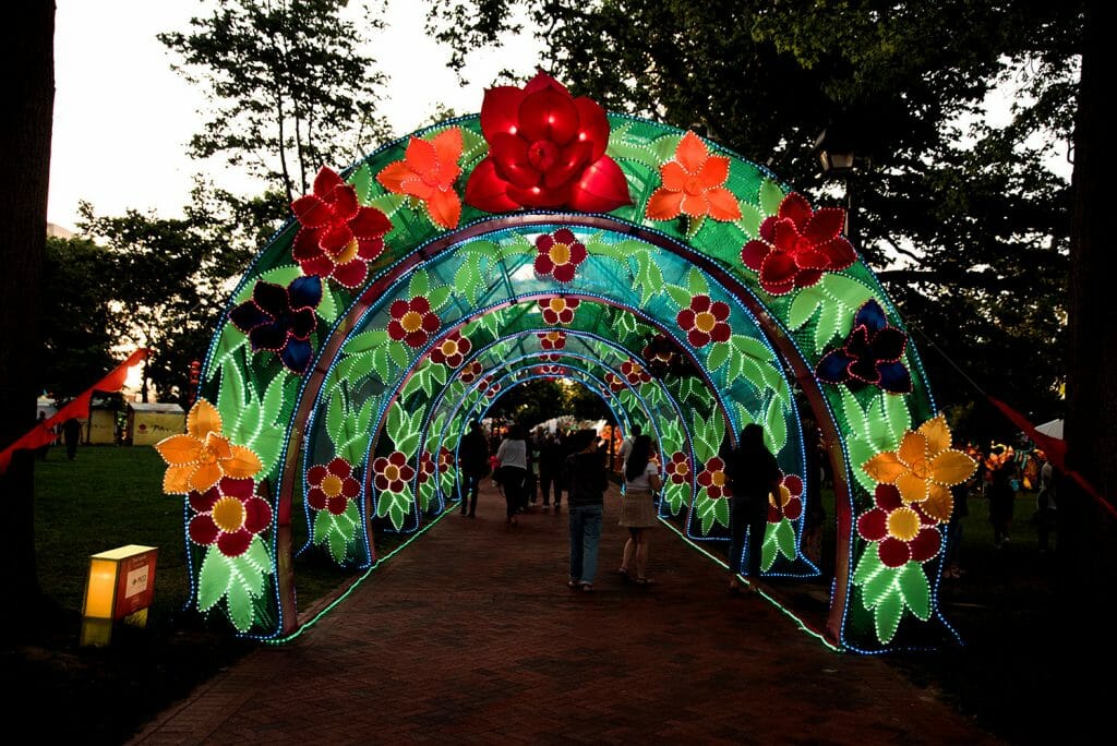 Chinese lantern flower arch