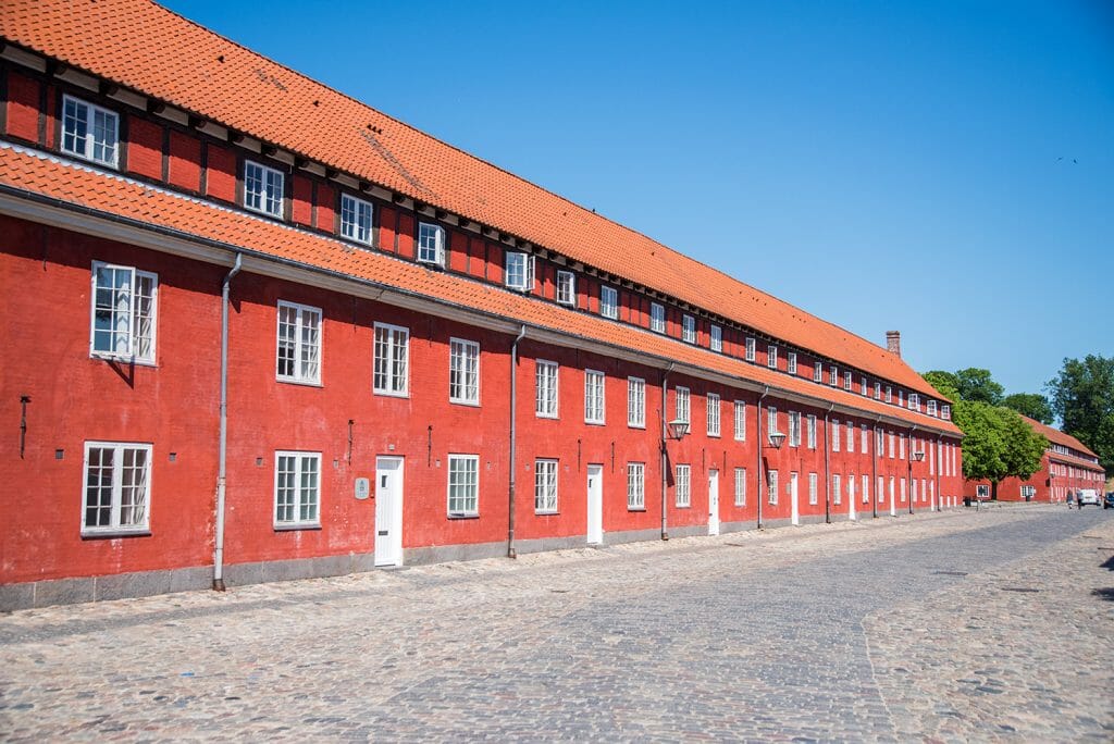 Red buildings in Kastellet in Copenhagen