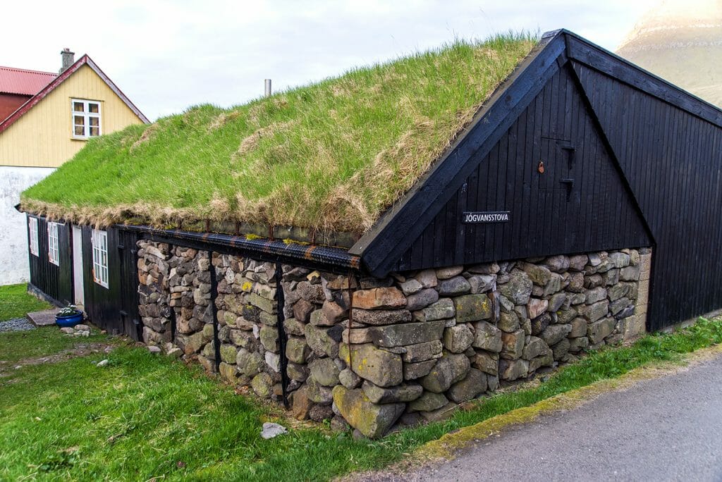 Grass roof house in the Faroe Islands