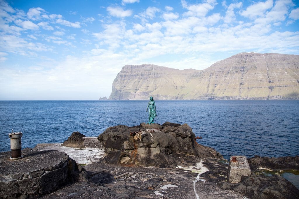 Seal woman statue in Kalsoy in the Faroe Islands