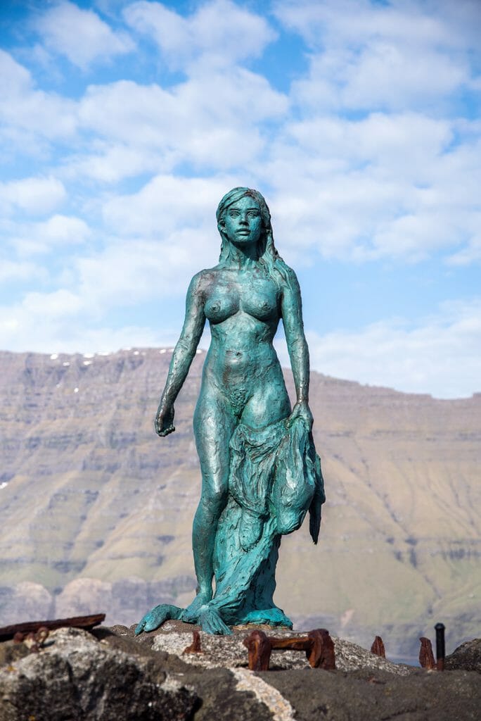 Seal woman statue in Kalsoy in the Faroe Islands