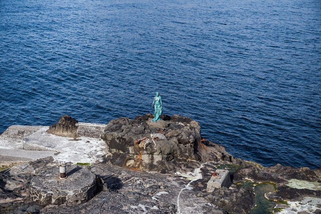 Faroe Islands Mikladalur Selkie statue 