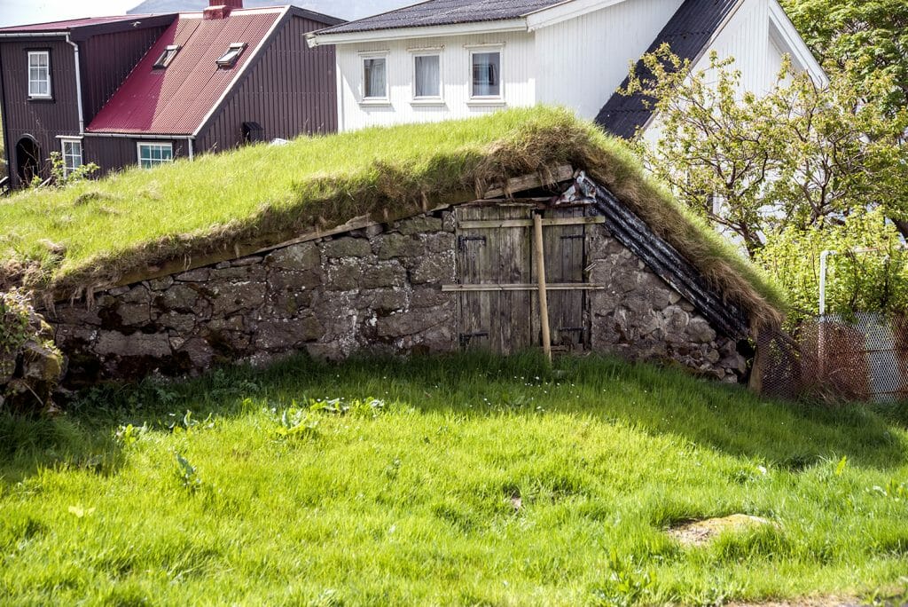 Grass roof shed in the Faroe Islands