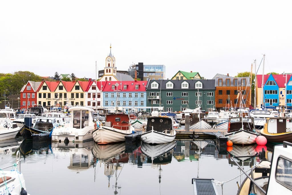 Colorful Torshavn harbor