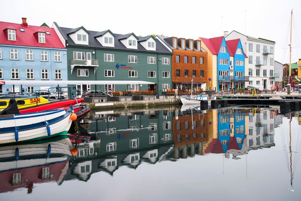Colorful Faroe Islands harbor