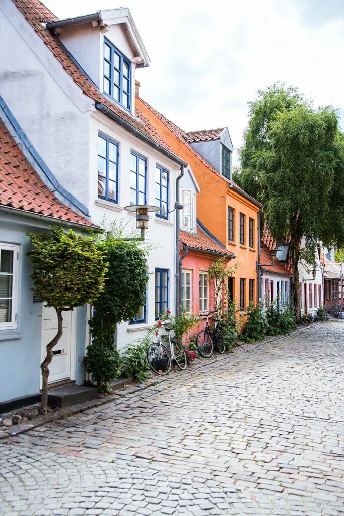 Colorful street Mollestien in Aarhus