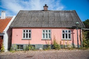 Pink house in Ebeltoft, Denmark