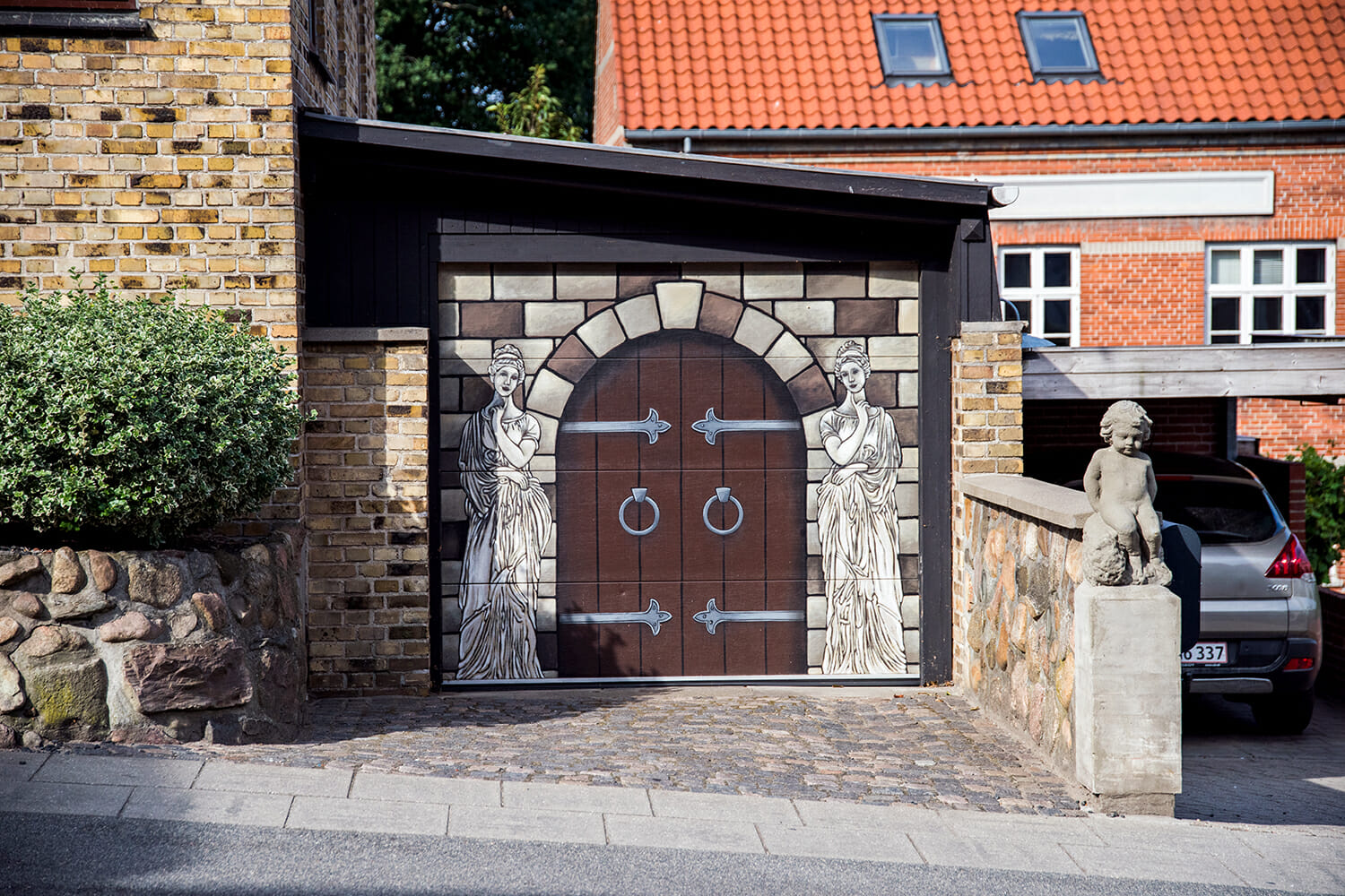 Unique garage door design in Denmark