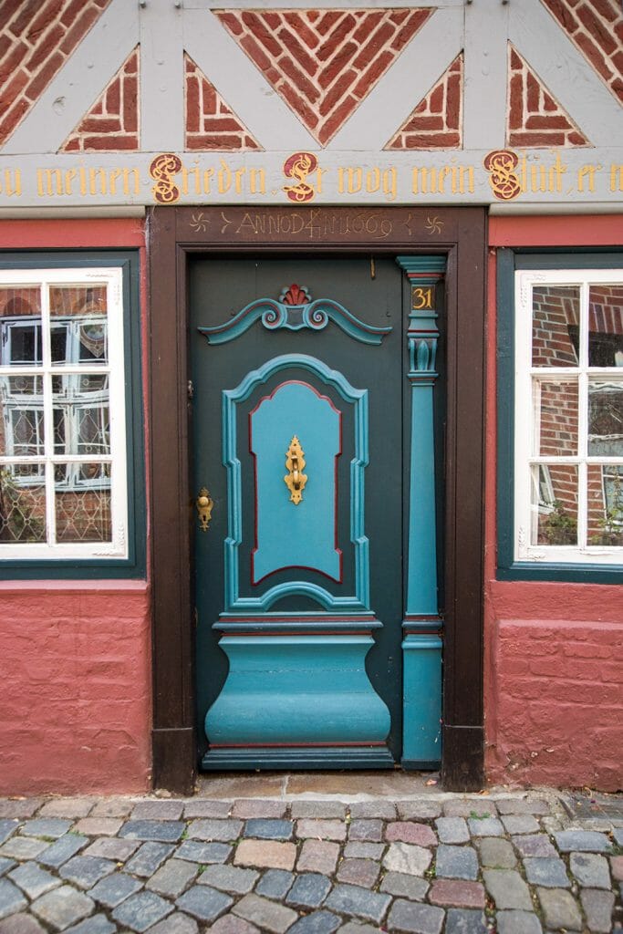 Decorative blue door in Germany
