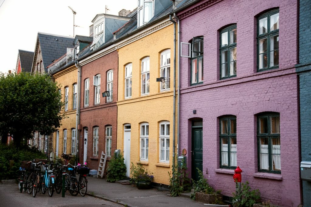 Colorful houses in Olufsvej in Copenhagen