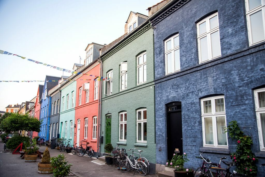 Colorful houses in Olufsvej in Østerbro
