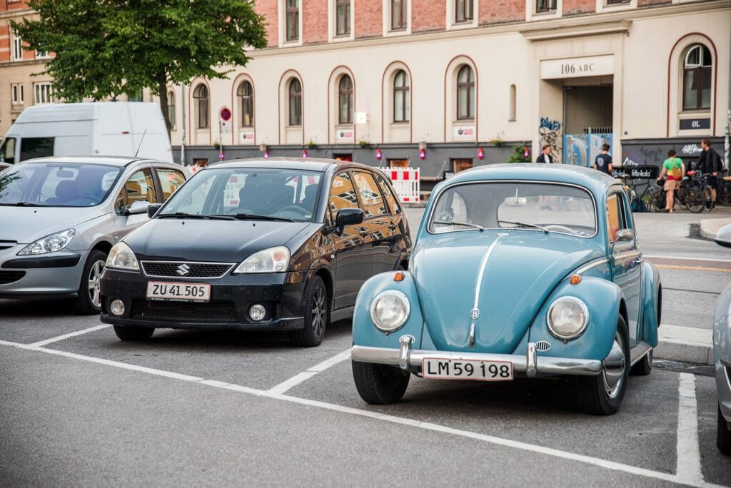 Teal VW Bug in Copenhagen