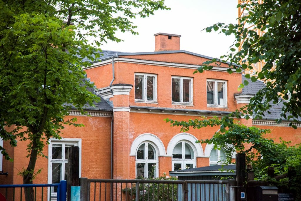 Orange historic building in Østerbro