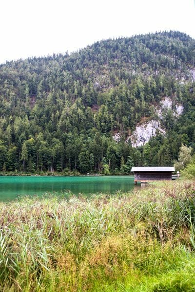 Cabin on green lake in Austria
