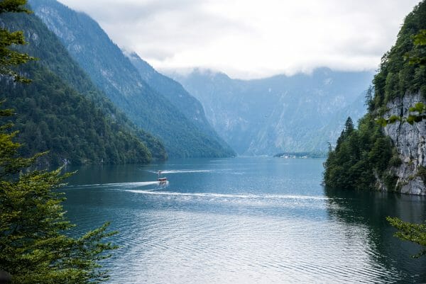View of Lake Konigssee and the Alps