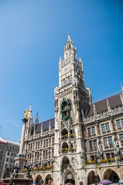 Historic Munich Town Hall clock tower