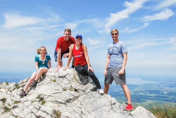 Group hiking in the Alps in Bavaria