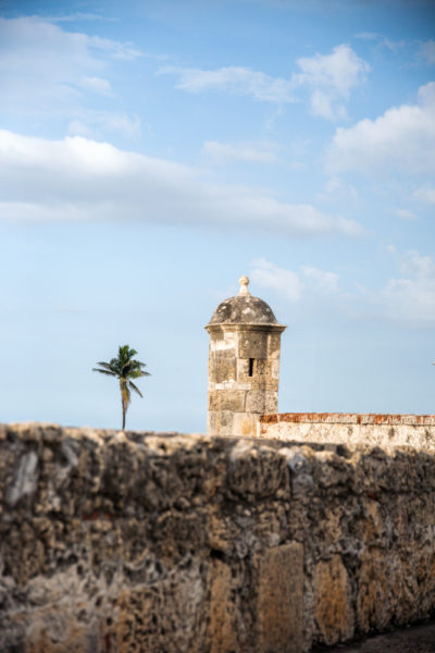 Stone wall in old city Cartagena