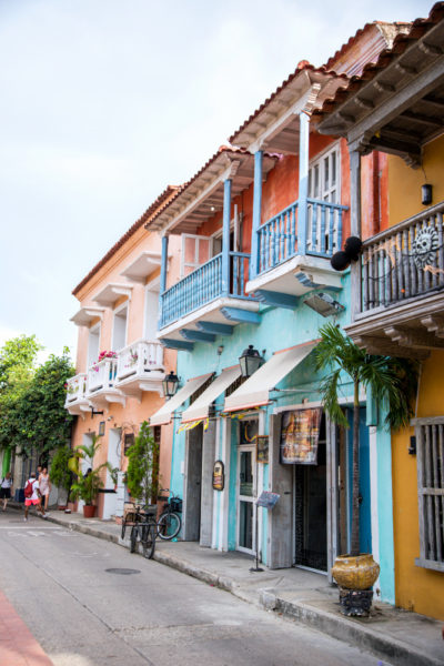 Colorful houses in old city Cartagena