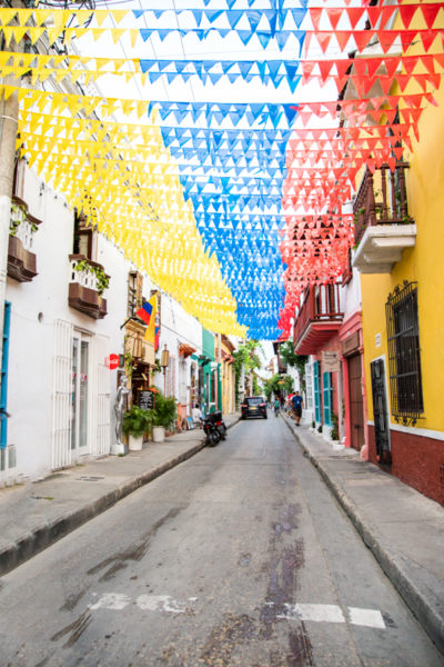 Colorful houses in old city Cartagena