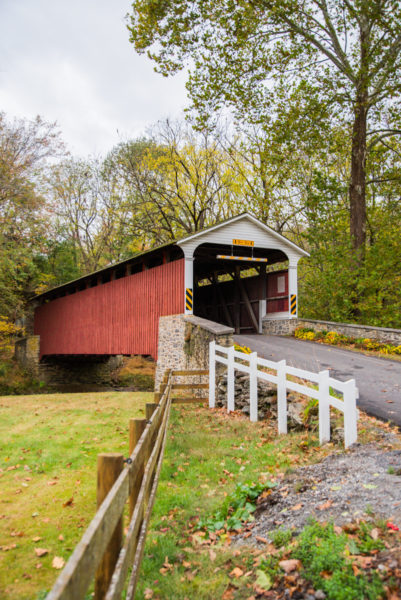 Red covered bridge in Lancaster, PA