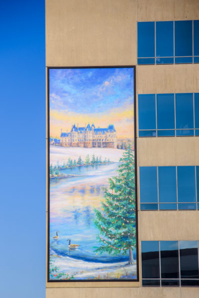 Painting of the Biltmore during winter in Asheville