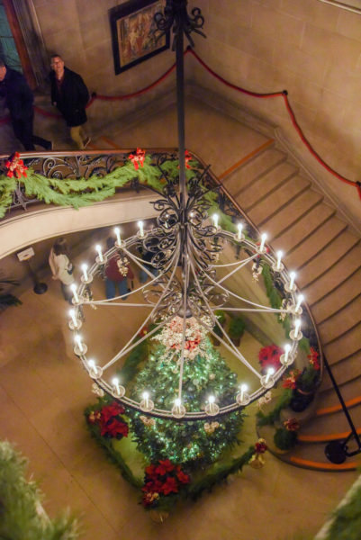 Christmas tree by the staircase in the Biltmore