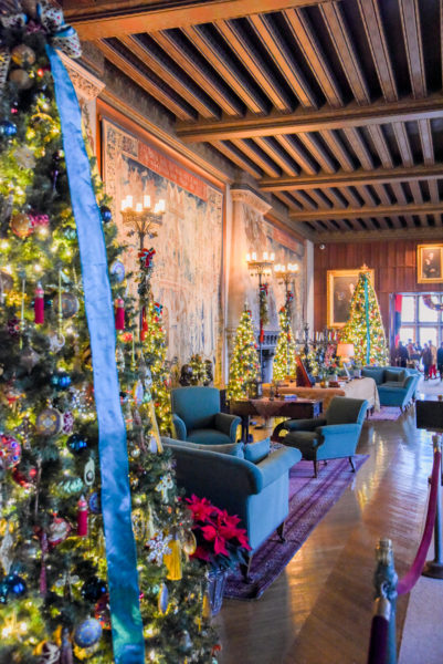 Hallway decorated for Christmas in the Biltmore