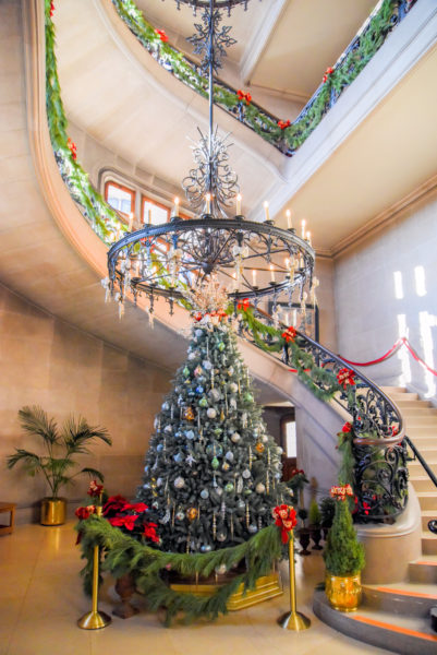 Christmas tree in the staircase in the Biltmore