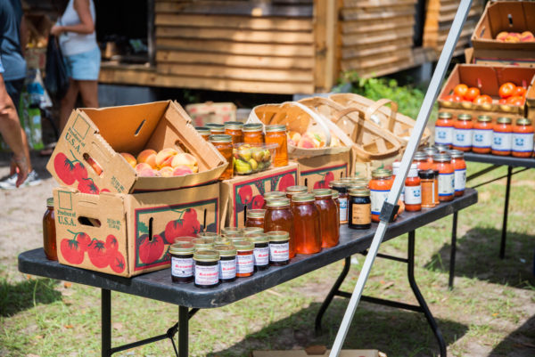 Peaches and honey at farmer's market on Daufuskie Island