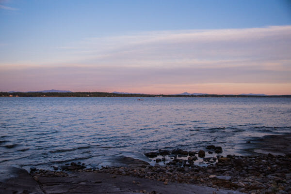 View of Lake Champlain at sunset