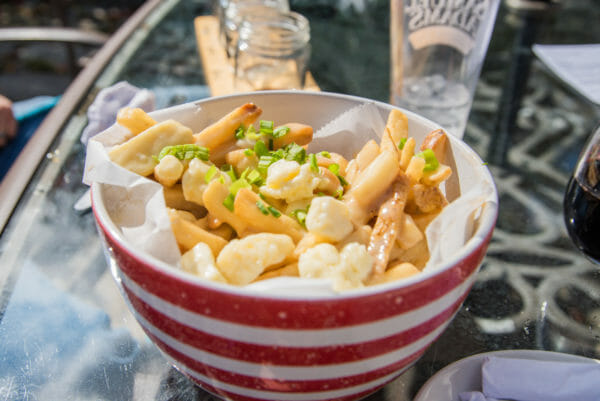 Bowl of poutine at Elf's Farm Winery in Plattsburgh, NY