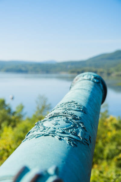 View of Lake Champlain and historic cannon from Fort Ticonderoga 