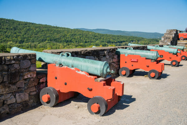 Row of cannons at Fort Ticonderoga 