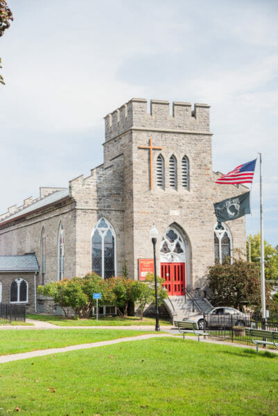 Historic stone church in Plattsburgh, NY