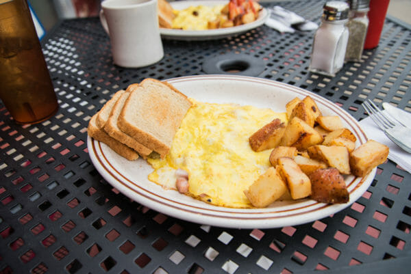 Eggs, potatoes, and toast breakfast at Campus Corner in Plattsburgh, NY