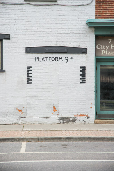 Platform 9 3/4 mural in Plattsburgh, NY