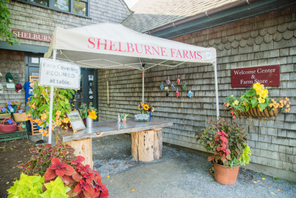 Shelburne Farms food stand with a tent