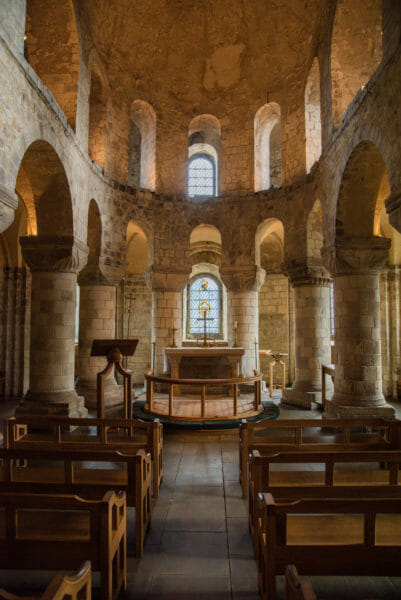 Inside a small stone chapel at the Tower of London