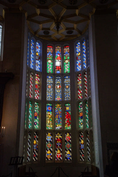 Large stained glass window at Hampton Court