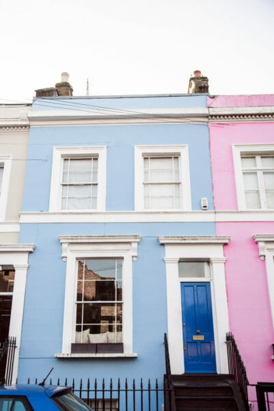 Blue house with a blue door in Notting Hill