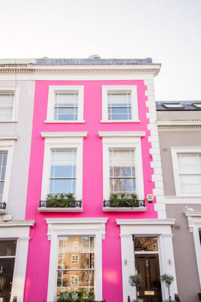 Bright pink house in Notting Hill