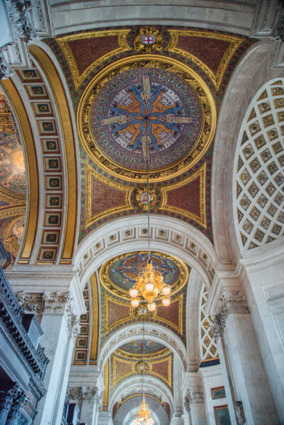 Painted ceiling inside archways in St. Paul's Cathedral