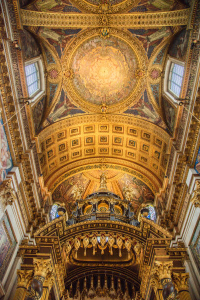 Gold painted ceiling in St. Paul's Cathedral
