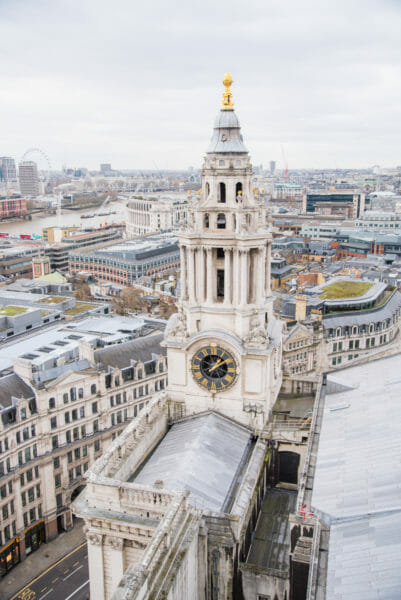 View of St. Paul's Cathedral clock tower from the roof