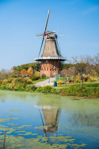Windmill on river in Holland, Michigan
