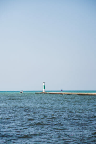Pier on water in South Haven, Michigan