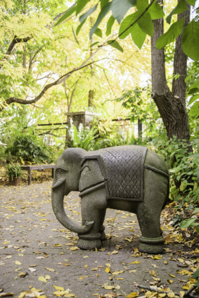 Elephant statue in garden