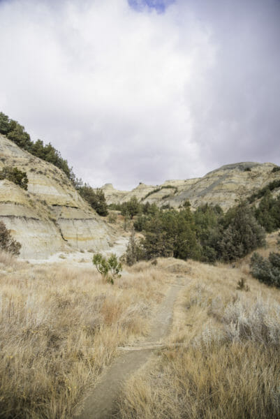 Orange rock formations in Theodore Roosevelt National Park